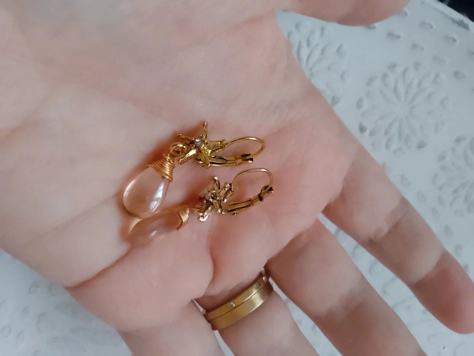 Champagne star and drop earrings – photo 3